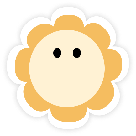 ErgoFriend mascot — a friendly orange-yellow flower with two eyes